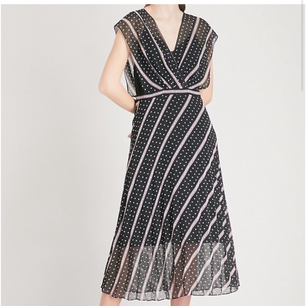 SANDRO Malka Keep On Dancing Graphic Midi Dress